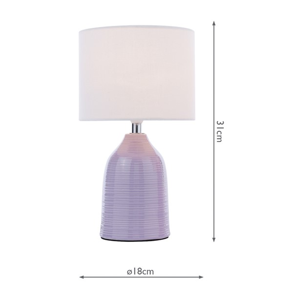 (image for) Laura Ashley Penny Table Lamp Purple Ceramic and Polished Chrome With Shade